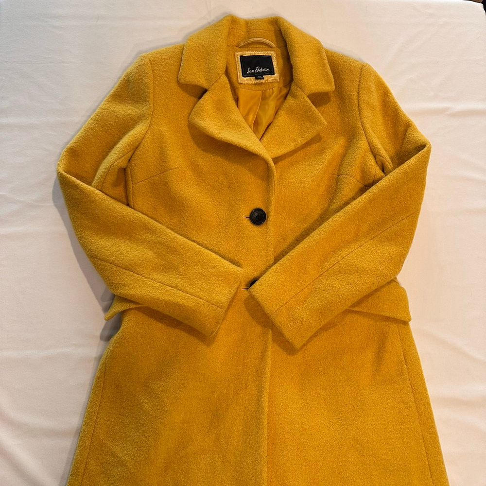 Sam Edelman | Mustard Ochre Wool Blend Walker Coat XS | Tailored Minimal Luxe - Picture 5 of 12